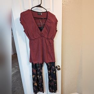 Majamas Burgundy 2 piece nursing pajamas